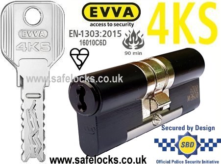 Evva 4KS 41/41 Black BS-EN1303 2015 Euro cylinder lock BS-EN1634