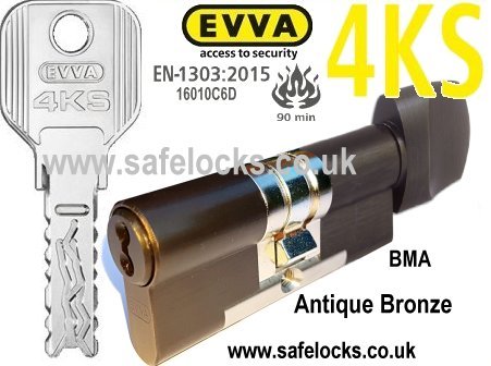 Evva 4KS 31/T56 Antique Bronze (BMA) Thumbturn High security Euro cylinder lock BS-EN1303 2015 