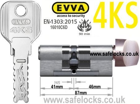 Evva 4KS 41/T46 Key & Turn BS-EN1303 2015 Thumbturn Euro cylinder lock