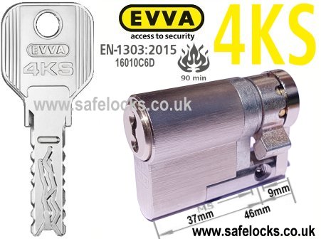 Evva 4KS 46mm Half Euro cylinder HZ37 BS-EN1303 2015