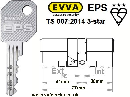 EVVA EPS 41ext-36int BS-EN1303 TS 007:2014 3-star Euro cylinder door lock