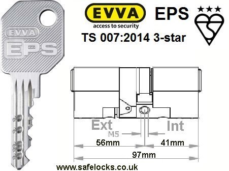 EVVA EPS 56ext-41int BS-EN1303 TS 007:2014 3-star Euro cylinder door lock
