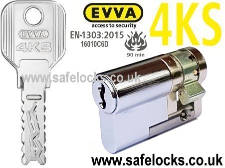 Evva 4KS 36mm Polished Chrome Half Euro cylinder HZ27 BS-EN1303 2015