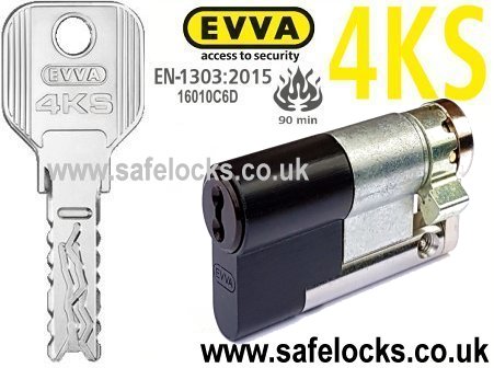 Evva 4KS 66mm Black Half Euro cylinder HZ57 BS-EN1303 2015