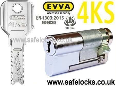 Evva 4KS 66mm Polished Chrome Half Euro cylinder HZ57 BS-EN1303 2015