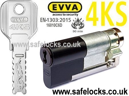 Evva 4KS 81mm Black Half Euro cylinder HZ72 BS-EN1303 2015
