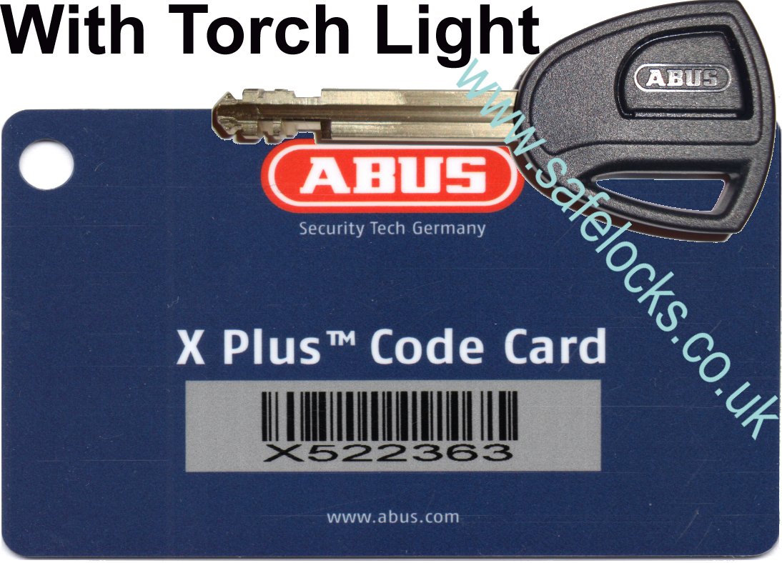 Abus X-Plus key with torch light key cut to code genuine Abus X Plus key