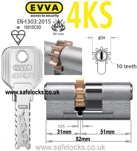 Evva 4KS 31/51 10 tooth cog wheel cam euro cylinder lock