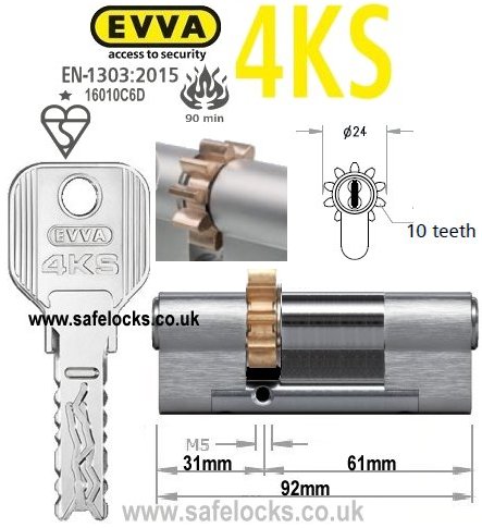 Evva 4KS 31/61 10 tooth cog wheel cam euro cylinder lock