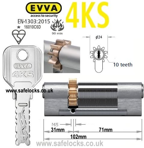 Evva 4KS 31/71 10 tooth cog wheel cam euro cylinder lock