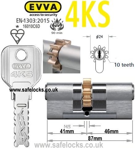 Evva 4KS 41/46 10 tooth cog wheel cam euro cylinder lock