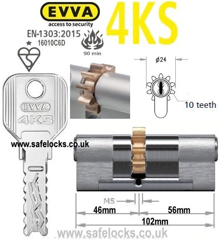 Evva 4KS 46/56 10 tooth cog wheel cam euro cylinder lock