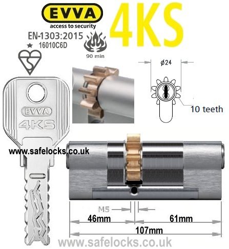Evva 4KS 46/61 10 tooth cog wheel cam euro cylinder lock