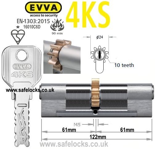 Evva 4KS 61/61 10 tooth cog wheel cam euro cylinder lock