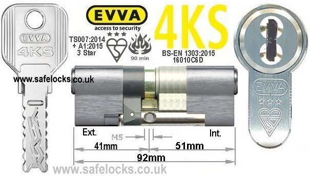 Evva 4KS 41ext/51 3 Star TS007 Euro cylinder lock