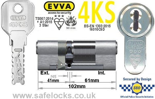 Evva 4KS 41ext/61 3 Star TS007 Euro cylinder lock