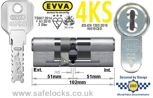 Evva 4KS 51ext/51 3 Star TS007 Euro cylinder lock