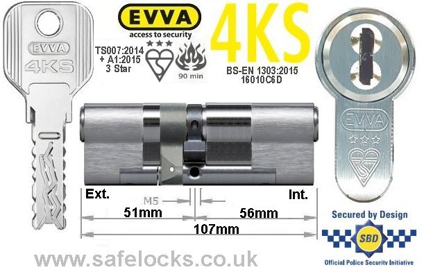 Evva 4KS 51ext/56 3 Star TS007 Euro cylinder lock