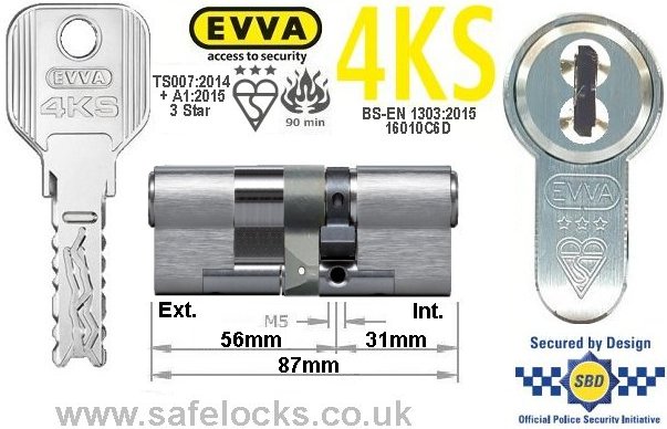 Evva 4KS 56ext/31 3 Star TS007 Euro cylinder lock