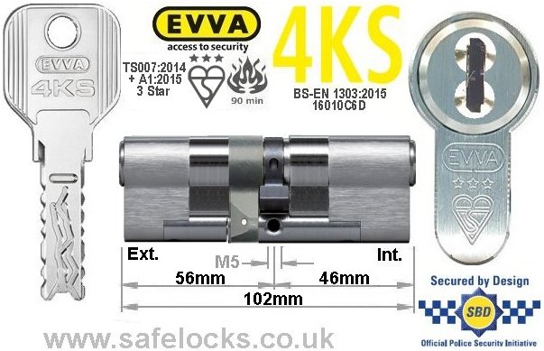 Evva 4KS 56ext/46 3 Star TS007 Euro cylinder lock