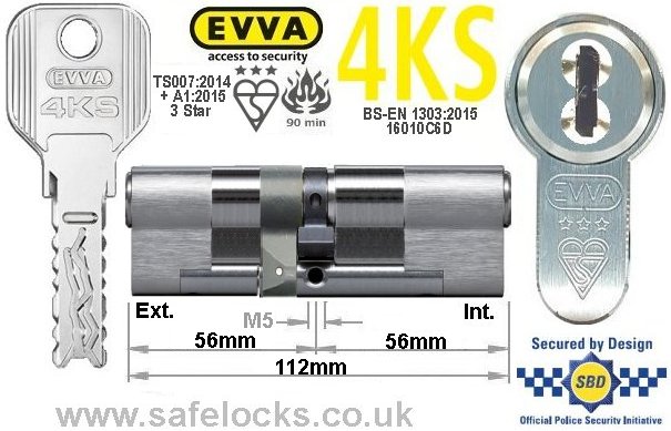 Evva 4KS 56ext/56 3 Star TS007 Euro cylinder lock