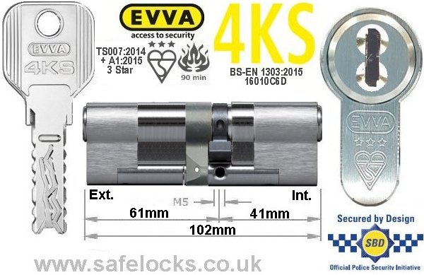 Evva 4KS 61ext/41 3 Star TS007 Euro cylinder lock