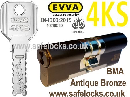 Evva 4KS 56/66 Antique Bronze BMA BS-EN1303 2015 Euro cylinder lock