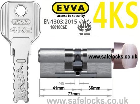 Evva 4KS 41/T36 Key & Turn BS-EN1303 2015 Thumbturn Euro cylinder lock