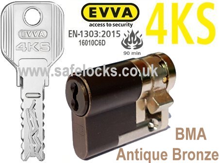 Evva 4KS 51mm Antique Bronze BMA Half Euro cylinder HZ42 BS-EN1303 2015