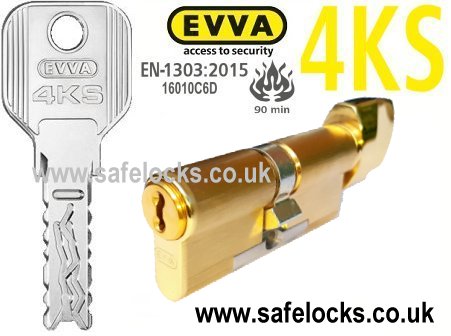 Evva 4KS 41/T66 Polished Brass Thumbturn High security Euro cylinder lock BS-EN1303 2015 