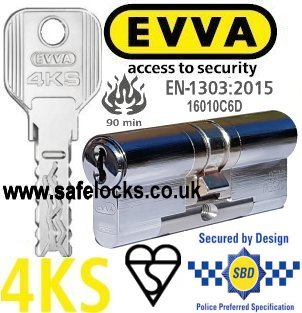 Evva 4KS Polished Chrome Highest Security Euro Cylinders BS-EN1303-2015