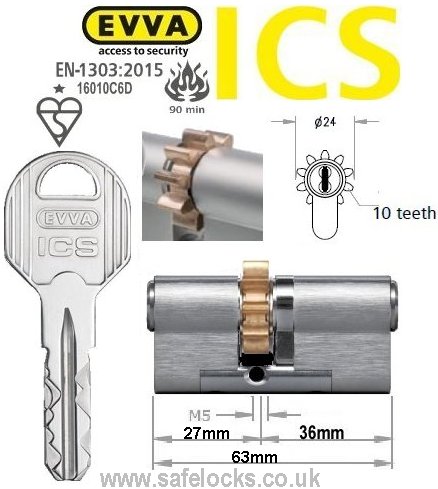 Evva ICS 27/36 10 tooth cog wheel Euro cylinder lock