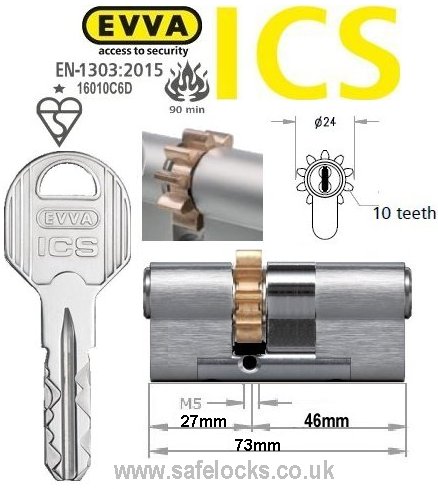 Evva ICS 27/46 10 tooth cog wheel Euro cylinder lock