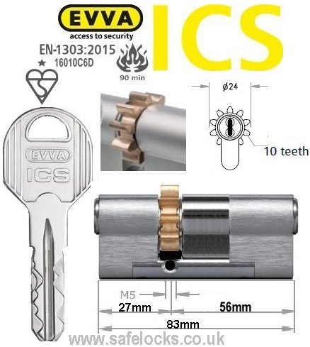Evva ICS 27/56 10 tooth cog wheel Euro cylinder lock