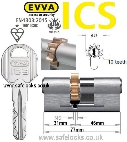 Evva ICS 31/46 10 tooth cog wheel Euro cylinder lock