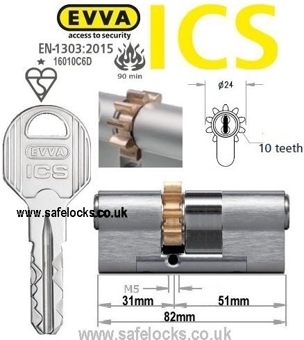 Evva ICS 31/51 10 tooth cog wheel Euro cylinder lock