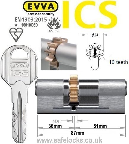 Evva ICS 36/51 10 tooth cog wheel Euro cylinder lock
