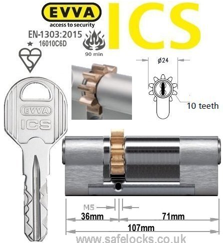 Evva ICS 36/71 10 tooth cog wheel Euro cylinder lock