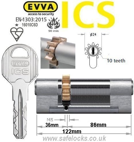 Evva ICS 36/86 10 tooth cog wheel Euro cylinder lock