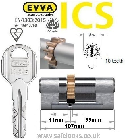 Evva ICS 41/66 10 tooth cog wheel Euro cylinder lock