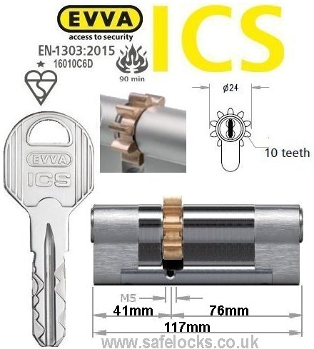 Evva ICS 41/76 10 tooth cog wheel Euro cylinder lock