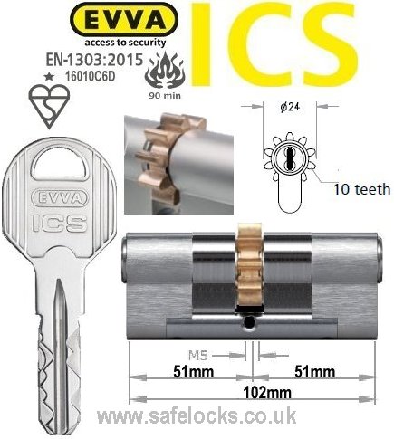 Evva ICS 51/51 10 tooth cog wheel Euro cylinder lock