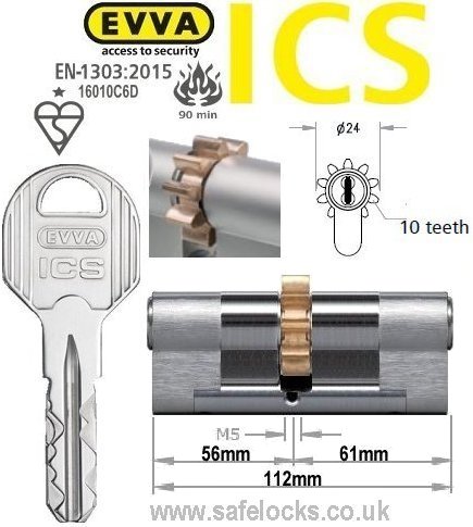 Evva ICS 56/61 10 tooth cog wheel Euro cylinder lock