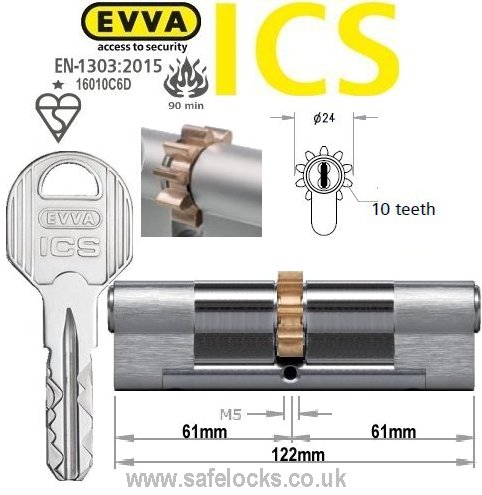 Evva ICS 61/61 10 tooth cog wheel Euro cylinder lock