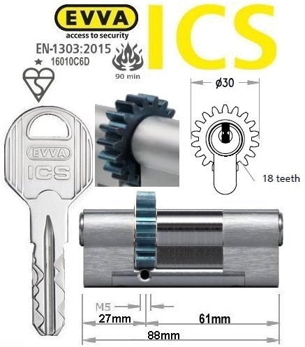 Evva ICS 27/61 18 tooth cog wheel Euro cylinder lock