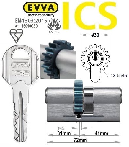 Evva ICS 31/41 18 tooth cog wheel Euro cylinder lock