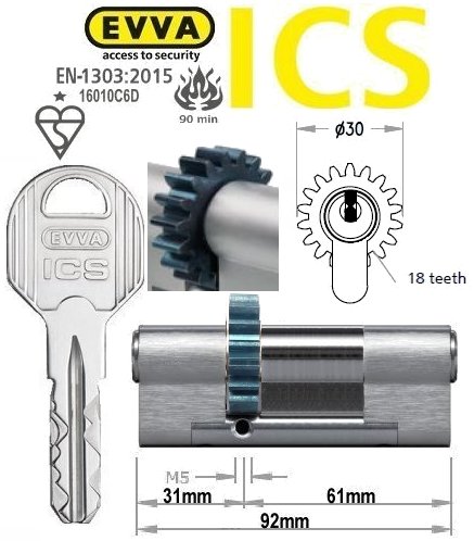 Evva ICS 31/61 18 tooth cog wheel Euro cylinder lock