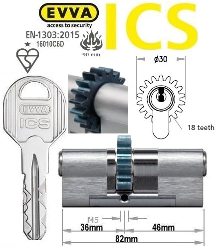 Evva ICS 36/46 18 tooth cog wheel Euro cylinder lock