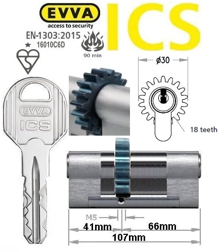 Evva ICS 41/66 18 tooth cog wheel Euro cylinder lock