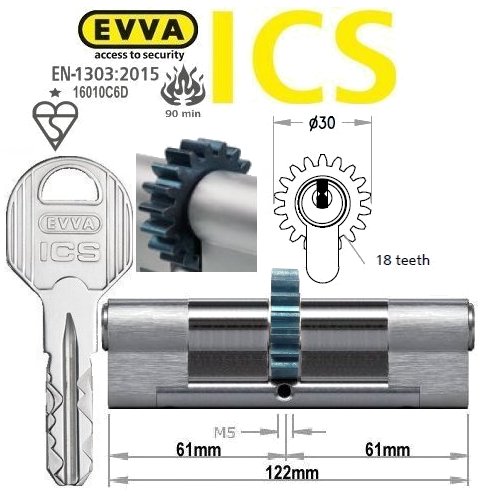 Evva ICS 61/61 18 tooth cog wheel Euro cylinder lock